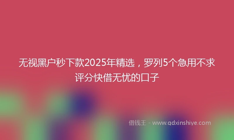 无视黑户秒下款2025年精选，罗列5个急用不求评分快借无忧的口子