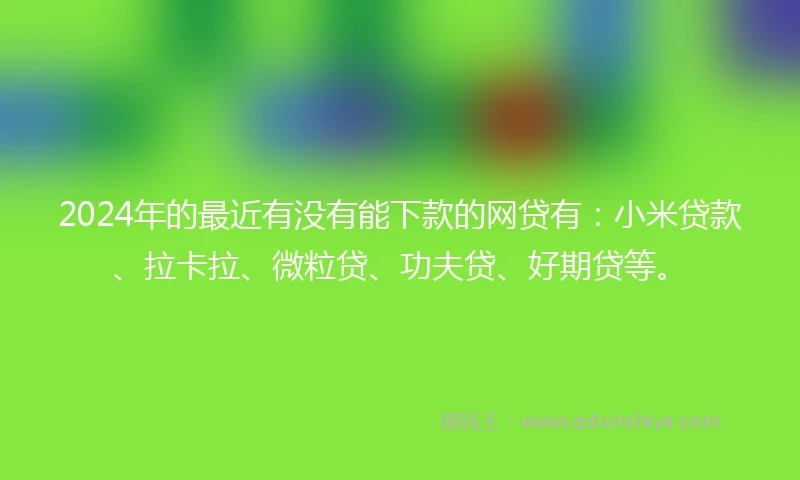 2024年的最近有没有能下款的网贷有：小米贷款、拉卡拉、微粒贷、功夫贷、好期贷等。