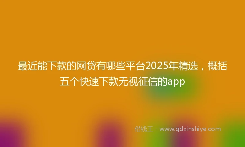 最近能下款的网贷有哪些平台2025年精选，概括五个快速下款无视征信的app