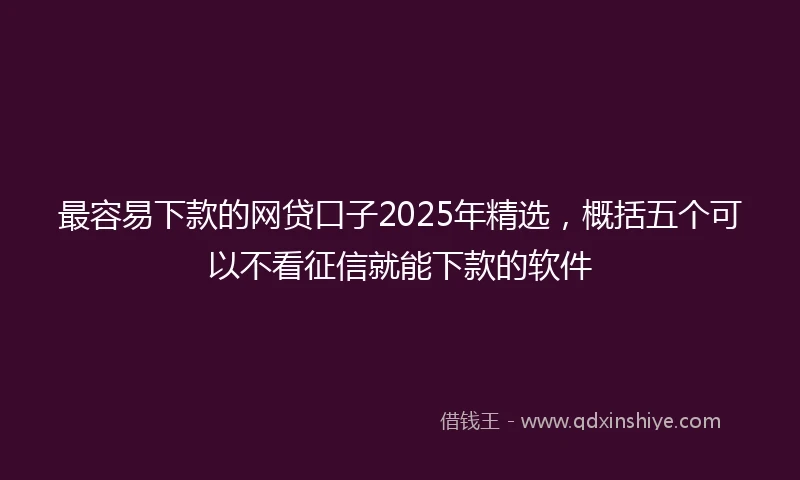 最容易下款的网贷口子2025年精选，概括五个可以不看征信就能下款的软件