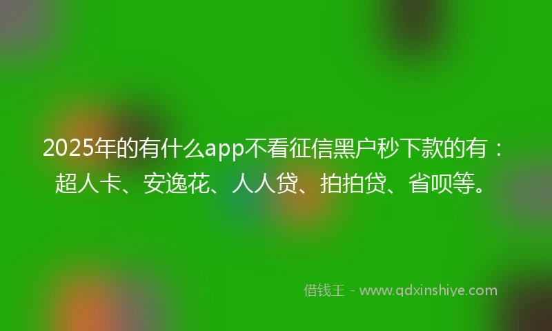 2025年的有什么app不看征信黑户秒下款的有：超人卡、安逸花、人人贷、拍拍贷、省呗等。