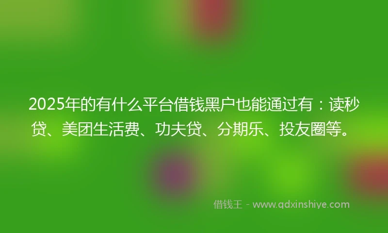 2025年的有什么平台借钱黑户也能通过有：读秒贷、美团生活费、功夫贷、分期乐、投友圈等。