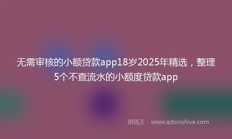 无需审核的小额贷款app18岁2025年精选，整理5个不查流水的小额度贷款app