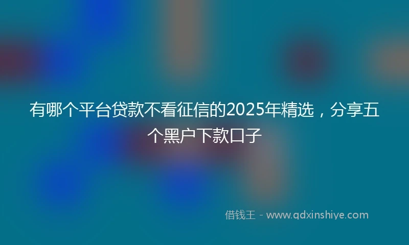 有哪个平台贷款不看征信的2025年精选，分享五个黑户下款口子