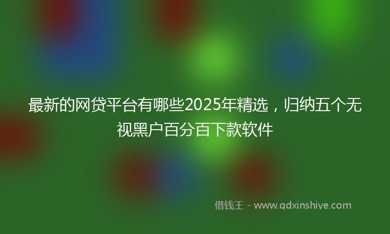 最新的网贷平台有哪些2025年精选，归纳五个无视黑户百分百下款软件