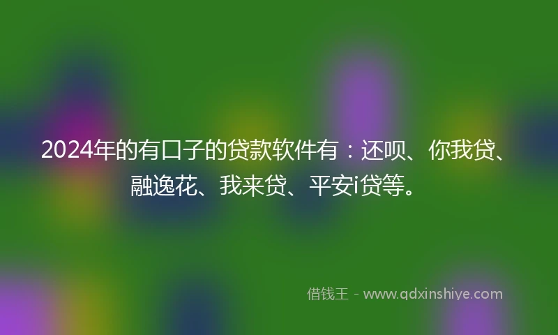 2024年的有口子的贷款软件有：还呗、你我贷、融逸花、我来贷、平安i贷等。