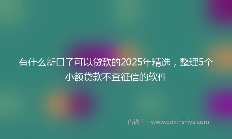 有什么新口子可以贷款的2025年精选，整理5个小额贷款不查征信的软件