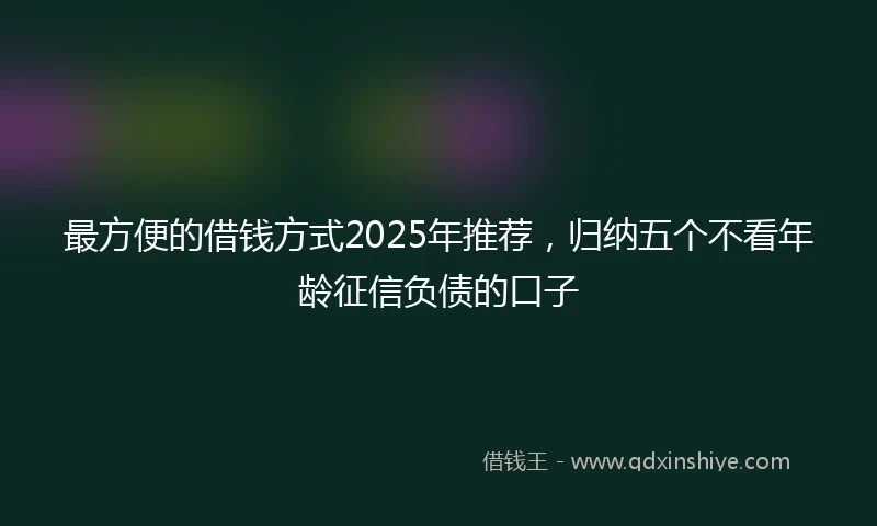 最方便的借钱方式2025年推荐，归纳五个不看年龄征信负债的口子