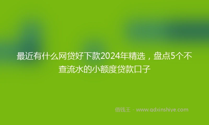 最近有什么网贷好下款2024年精选，盘点5个不查流水的小额度贷款口子