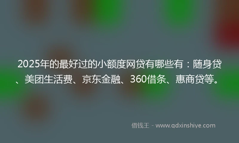2025年的最好过的小额度网贷有哪些有：随身贷、美团生活费、京东金融、360借条、惠商贷等。