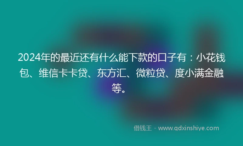2024年的最近还有什么能下款的口子有：小花钱包、维信卡卡贷、东方汇、微粒贷、度小满金融等。