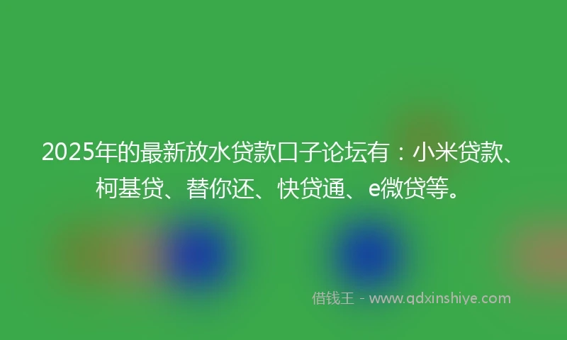 2025年的最新放水贷款口子论坛有：小米贷款、柯基贷、替你还、快贷通、e微贷等。