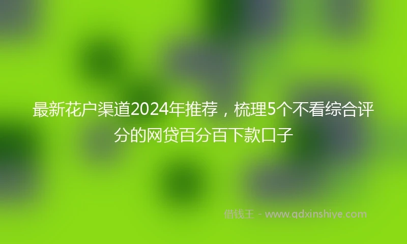 最新花户渠道2024年推荐，梳理5个不看综合评分的网贷百分百下款口子