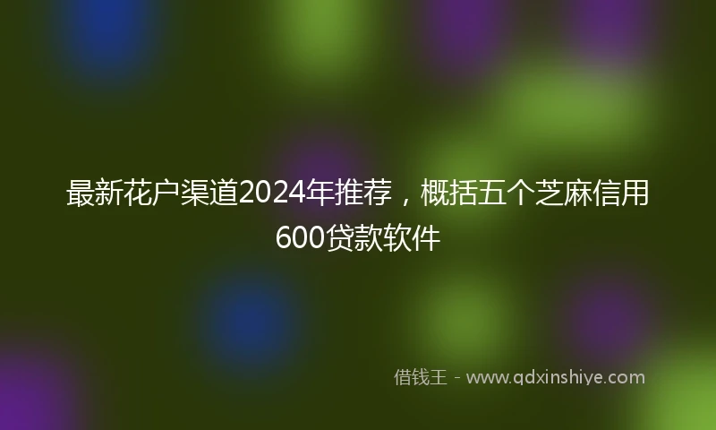 最新花户渠道2024年推荐，概括五个芝麻信用600贷款软件