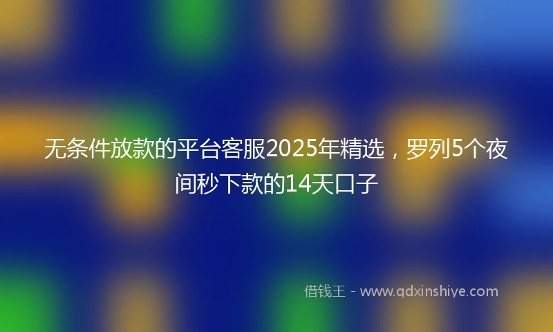 无条件放款的平台客服2025年精选，罗列5个夜间秒下款的14天口子