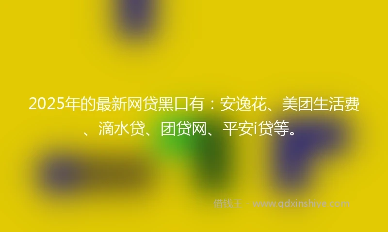 2025年的最新网贷黑口有：安逸花、美团生活费、滴水贷、团贷网、平安i贷等。