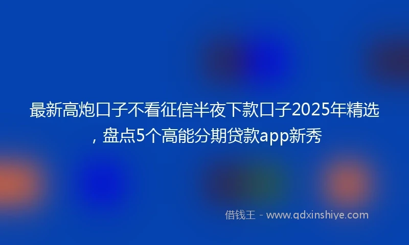 最新高炮口子不看征信半夜下款口子2025年精选，盘点5个高能分期贷款app新秀