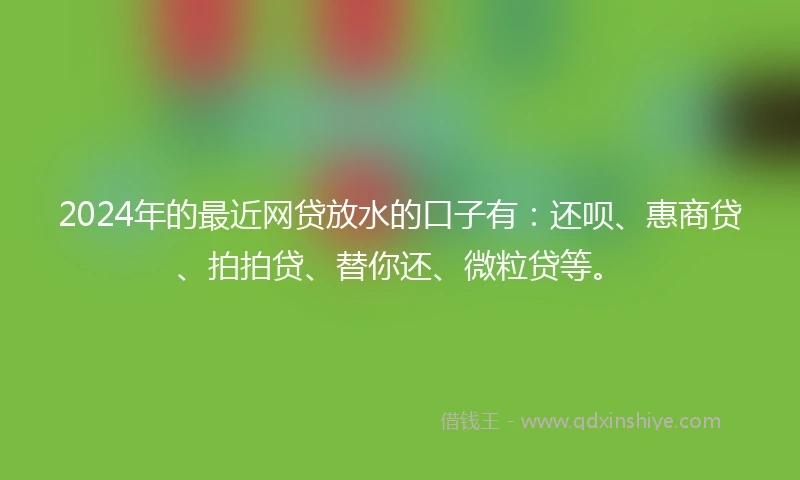 2024年的最近网贷放水的口子有：还呗、惠商贷、拍拍贷、替你还、微粒贷等。