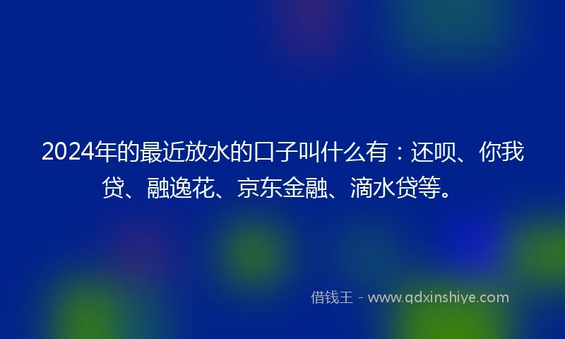 2024年的最近放水的口子叫什么有：还呗、你我贷、融逸花、京东金融、滴水贷等。