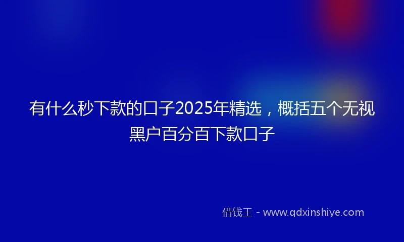 有什么秒下款的口子2025年精选，概括五个无视黑户百分百下款口子