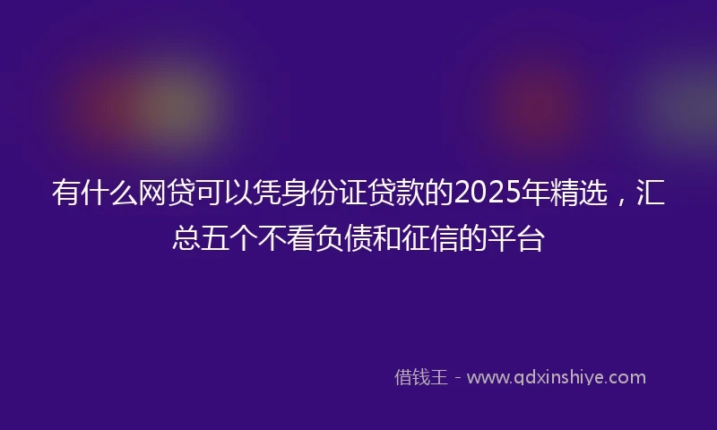 有什么网贷可以凭身份证贷款的2025年精选，汇总五个不看负债和征信的平台