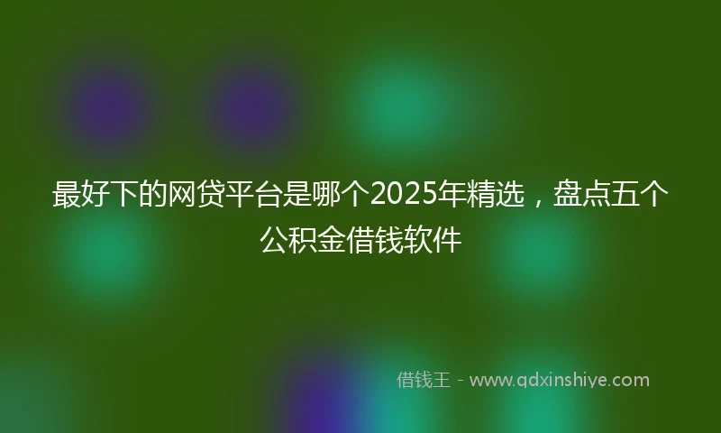 最好下的网贷平台是哪个2025年精选，盘点五个公积金借钱软件
