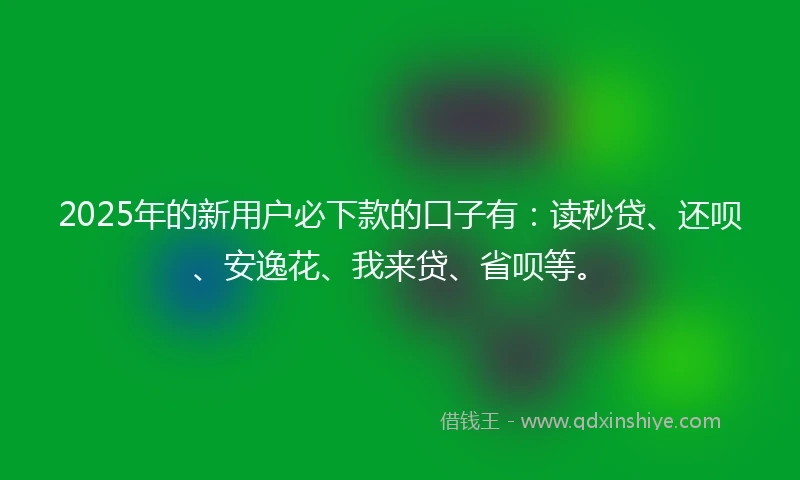 2025年的新用户必下款的口子有：读秒贷、还呗、安逸花、我来贷、省呗等。