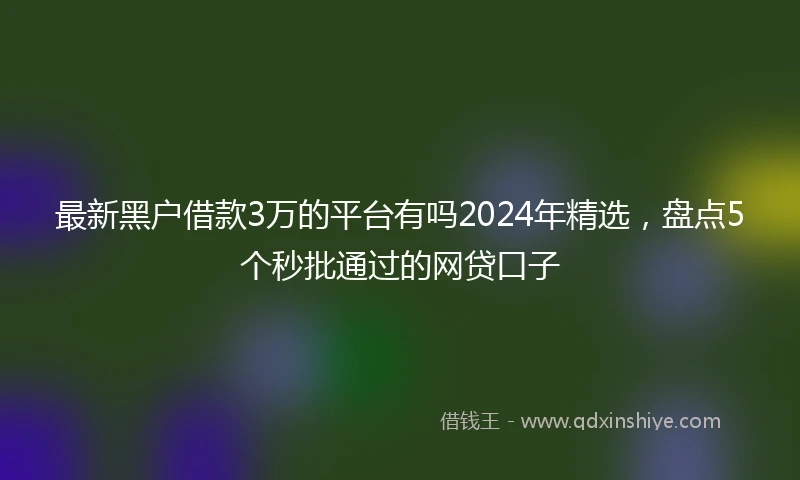 最新黑户借款3万的平台有吗2024年精选，盘点5个秒批通过的网贷口子