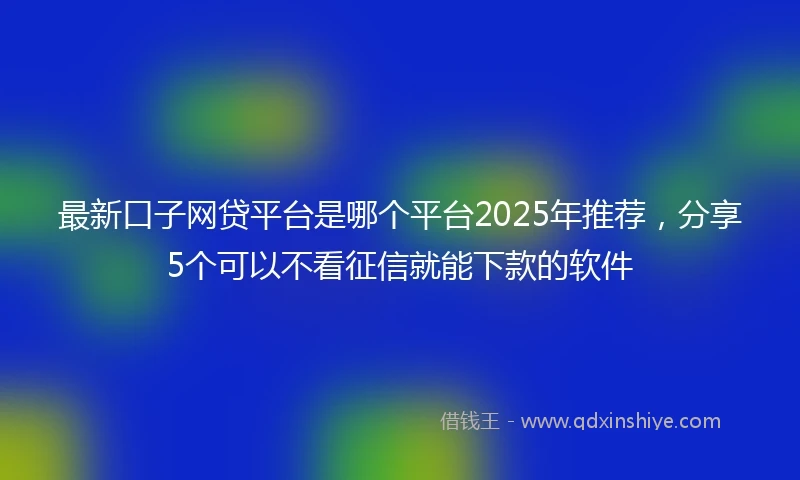 最新口子网贷平台是哪个平台2025年推荐，分享5个可以不看征信就能下款的软件