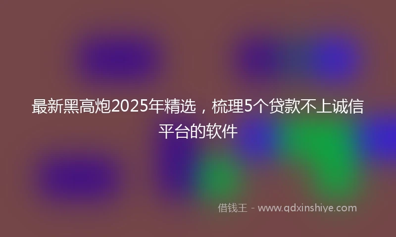 最新黑高炮2025年精选，梳理5个贷款不上诚信平台的软件