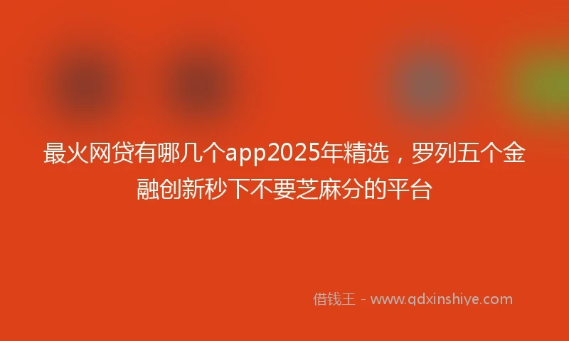 最火网贷有哪几个app2025年精选，罗列五个金融创新秒下不要芝麻分的平台