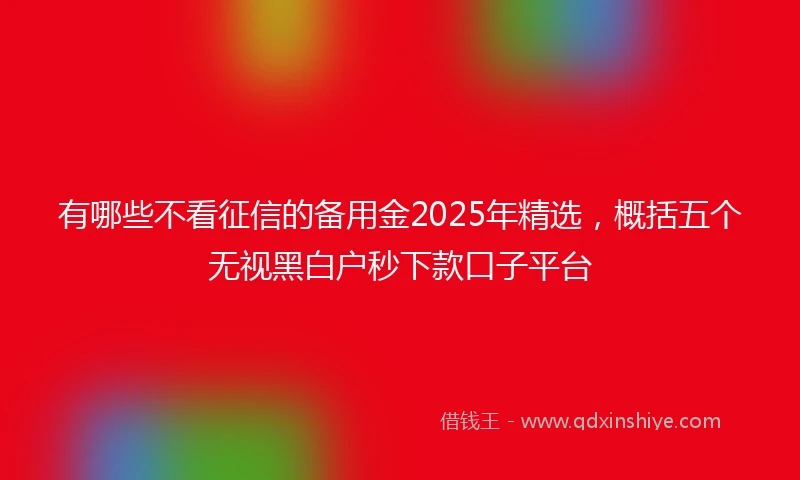 有哪些不看征信的备用金2025年精选，概括五个无视黑白户秒下款口子平台