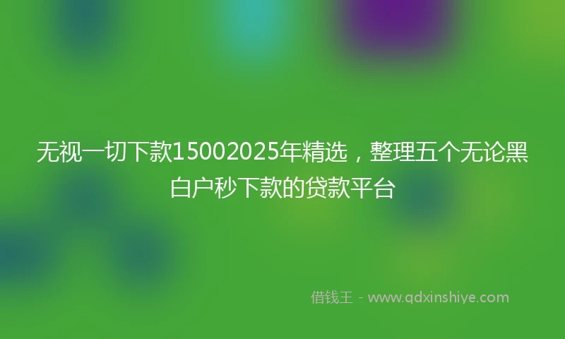 无视一切下款15002025年精选，整理五个无论黑白户秒下款的贷款平台