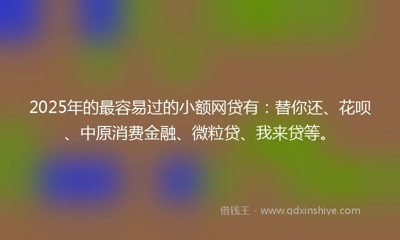 2025年的最容易过的小额网贷有：替你还、花呗、中原消费金融、微粒贷、我来贷等。