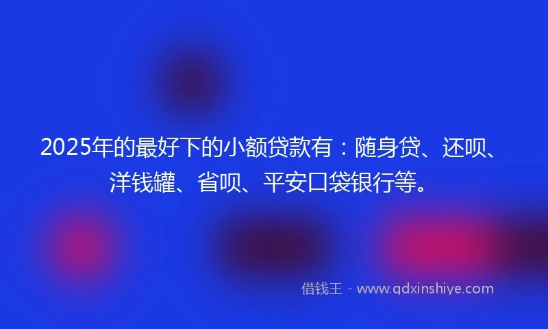 2025年的最好下的小额贷款有：随身贷、还呗、洋钱罐、省呗、平安口袋银行等。