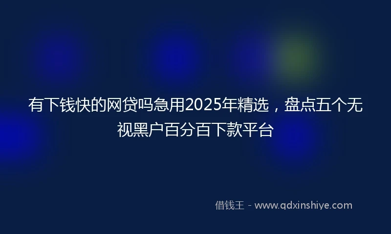 有下钱快的网贷吗急用2025年精选，盘点五个无视黑户百分百下款平台