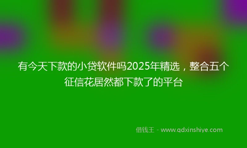 有今天下款的小贷软件吗2025年精选，整合五个征信花居然都下款了的平台