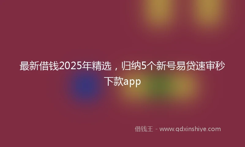 最新借钱2025年精选，归纳5个新号易贷速审秒下款app