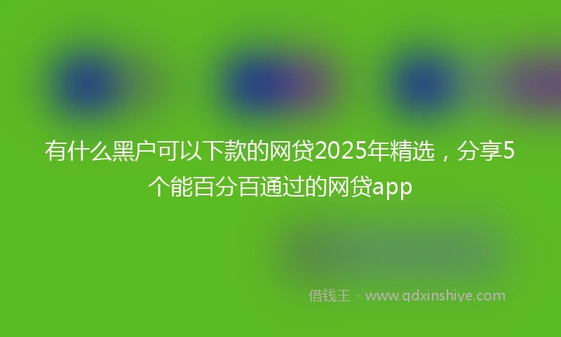 有什么黑户可以下款的网贷2025年精选，分享5个能百分百通过的网贷app