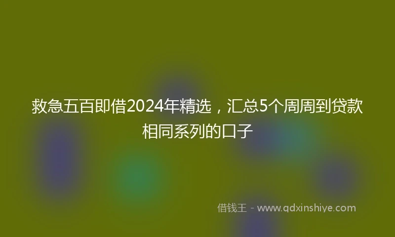 救急五百即借2024年精选，汇总5个周周到贷款相同系列的口子