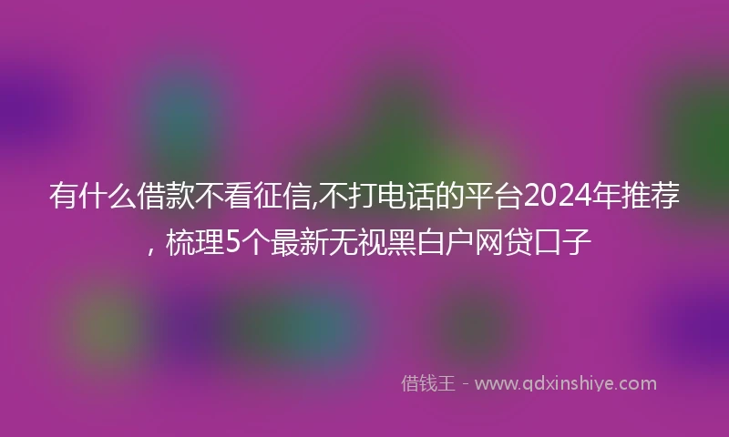 有什么借款不看征信,不打电话的平台2024年推荐，梳理5个最新无视黑白户网贷口子