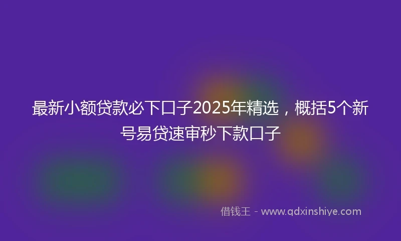 最新小额贷款必下口子2025年精选，概括5个新号易贷速审秒下款口子