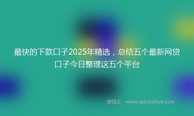 最快的下款口子2025年精选，总结五个最新网贷口子今日整理这五个平台
