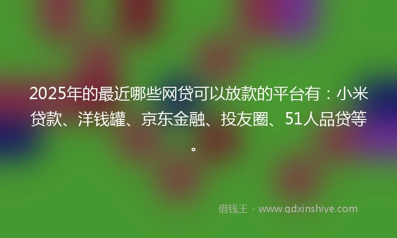 2025年的最近哪些网贷可以放款的平台有：小米贷款、洋钱罐、京东金融、投友圈、51人品贷等。