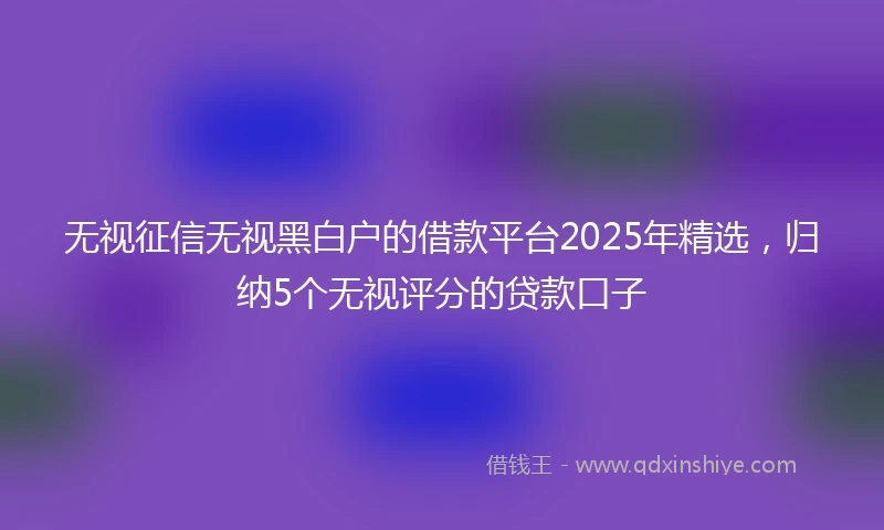 无视征信无视黑白户的借款平台2025年精选，归纳5个无视评分的贷款口子