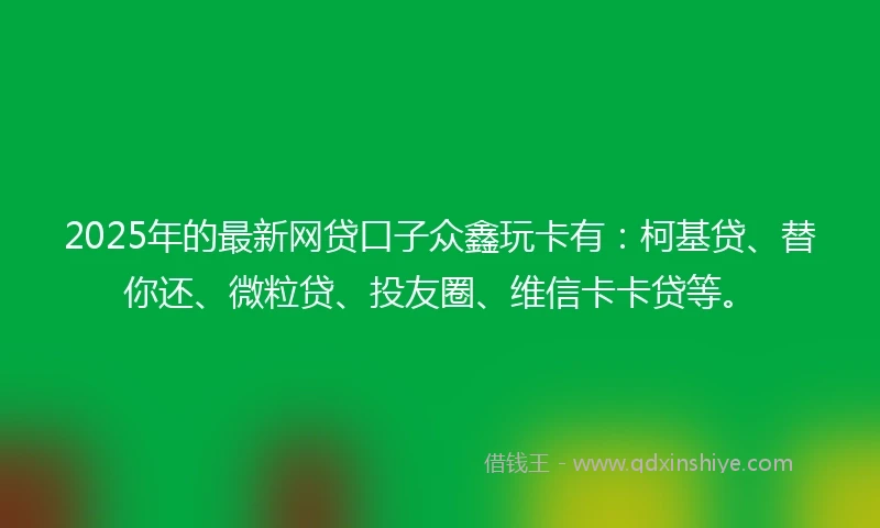 2025年的最新网贷口子众鑫玩卡有：柯基贷、替你还、微粒贷、投友圈、维信卡卡贷等。