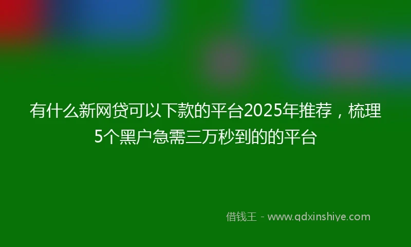 有什么新网贷可以下款的平台2025年推荐，梳理5个黑户急需三万秒到的的平台