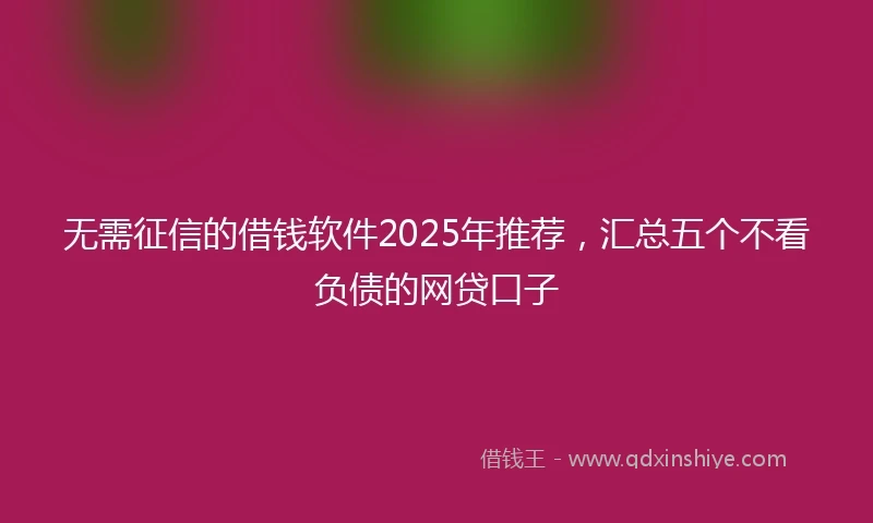 无需征信的借钱软件2025年推荐，汇总五个不看负债的网贷口子