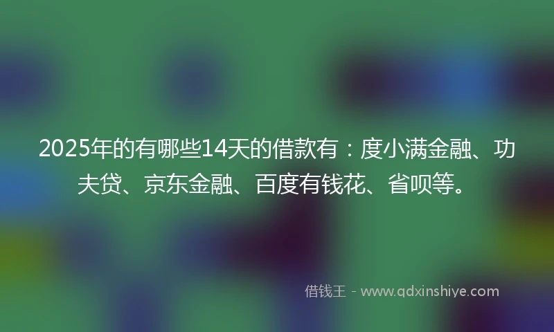 2025年的有哪些14天的借款有：度小满金融、功夫贷、京东金融、百度有钱花、省呗等。