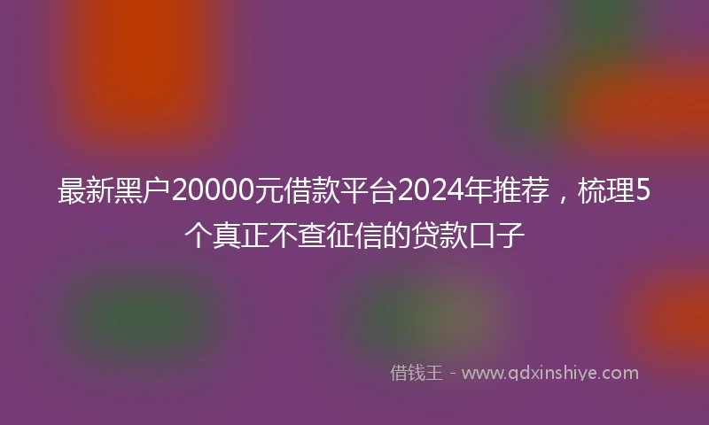 最新黑户20000元借款平台2024年推荐，梳理5个真正不查征信的贷款口子